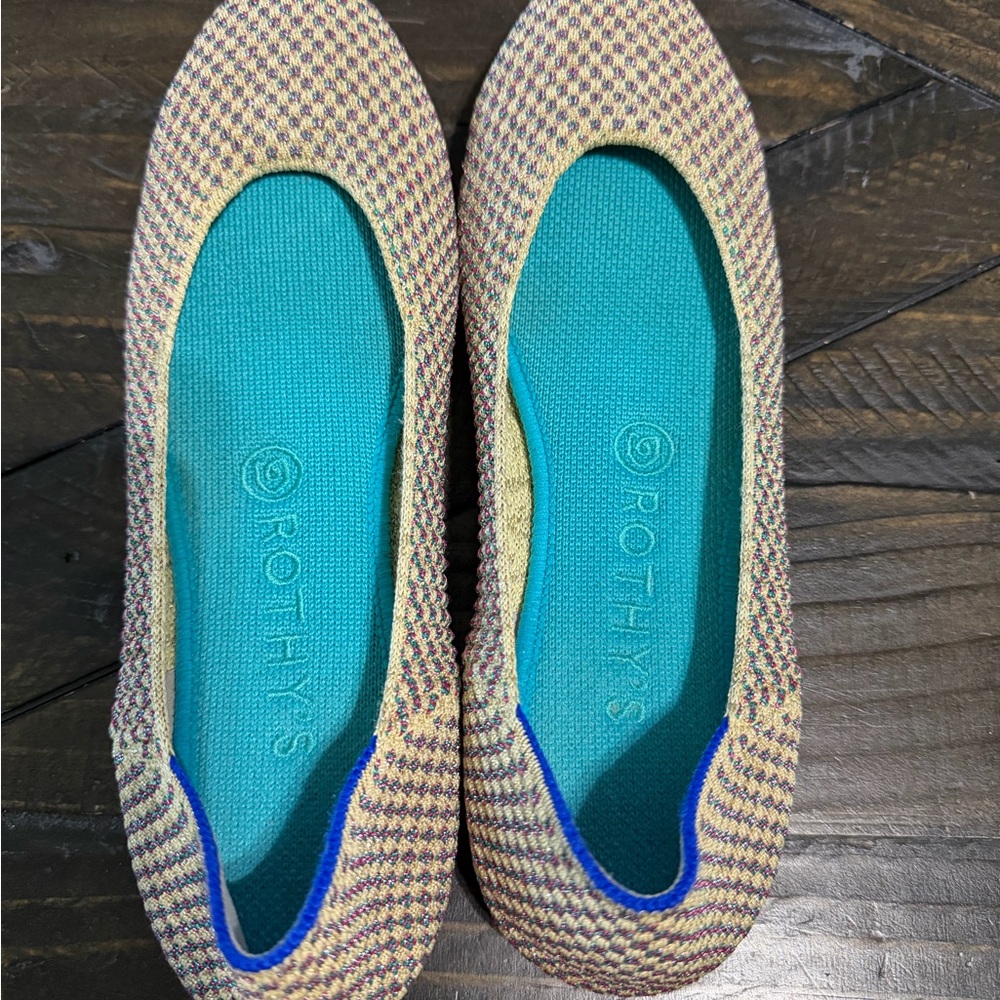 Rothy's Women's Yellow and Purple Checkered Flats
